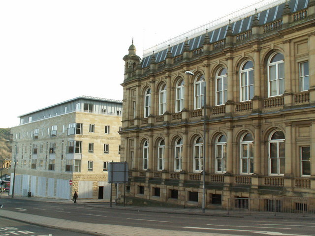 File:Halifax Town Hall with new building.jpg