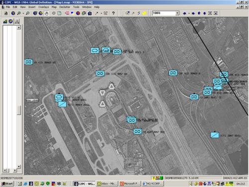 BFT view of Baghdad International Airport, April 2003 attack