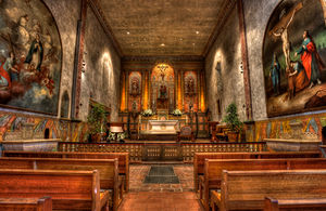 (CC) Photo: Kevin Cole The interior of Mission Santa Barbara's chapel.