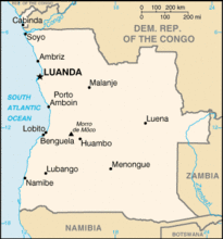 A map of Angola.