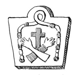 (PD) Drawing: Order of Friars Minor The Franciscan coat of arms, a prominent feature of the décor of the early California missions.