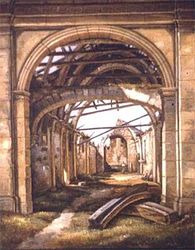 (PD) Painting: Henry Chapman Ford Mission San Carlos Borromeo de Carmelo in ruins, circa 1880-1881.