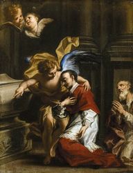 (PD) Painting: Francesco Caccianiga An angel tending to Carlo Borromeo.