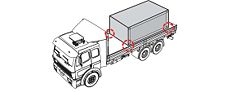 Diagram of an intermodal shipping container, mounted on a truck bed