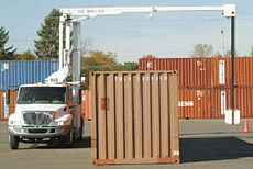 X-Ray truck examines shipping container