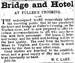 ~ Beginning of Lake's Crossing ~ Va. City Territorial Enterprise July 20, 1861, p.3 (NHS)