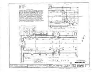 (PD) Drawing: Historic American Buildings Survey A floor plan drawing of the chapel at Mission San Fernando Rey de España as prepared by the Historic American Buildings Survey in 1937.