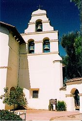(CC) Photo: Robert A. Estremo The campanario (bell wall) at Mission San Juan Bautista in 1986.