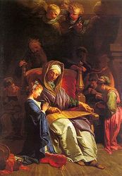 (PD) Painting: Jean Jouvenet The Education of the Virgin: Saint Anne teaching Hebrew to The Blessed Virgin Mary .