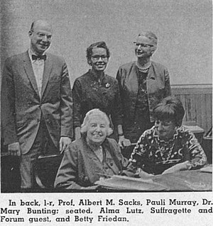 Albert M. Sacks, Pauli Murray, Dr. Mary Bunting; Alma Lutz, and Betty Friedan.jpg