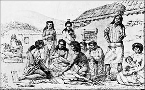 (PD) Drawing: Louis Choris Indians play a stick game at Mission Dolores.jpg/credit
