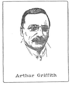 Arthur Griffith (1872-1922), founder of Sinn Féin; drawing by Harald Toksvig.
