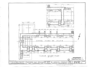 (PD) Drawing: Historic American Buildings Survey A plan drawing of the chapel clerestory at Mission San Fernando Rey de España as prepared by the Historic American Buildings Survey in 1937.