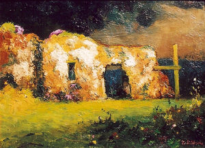 (PD) Painting: Will Sparks The Father Junípero Serra Adobe in Carmel, between 1933 and 1937.