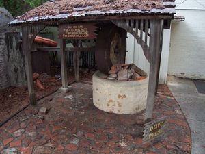 (CC) Photo: Robert A. Estremo A replica of an olive press at Mission San Buenaventura.