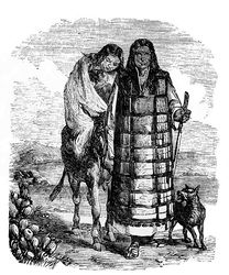 (PD) Drawing: Artist unknown Diegueño Indians traveling. The San Diego area Indians resisted the Spanish and were slow to accept Christianity.