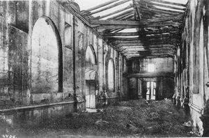 (PD) Photo: Los Angeles Department of Water and Power An interior view of the ruins of the San Fernando Mission chapel, looking west toward the main entrance, circa 1890.