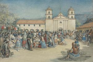 (PD) Painting: Alexander Harmer The Santa Barbara Mission, circa 1899-1900.