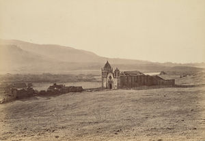 (PD) Photo: Carleton Watkins Mission San Carlos Borromeo de Carmelo in ruins, circa 1883.