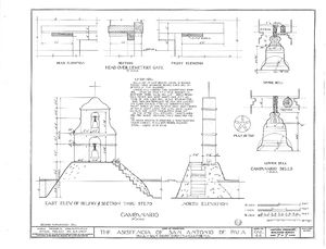 (PD) Drawing: Historic American Buildings Survey A detail drawing of the bell wall at the San Antonio de Pala Asistencia as prepared by the Historical American Buildings Survey in 1937.