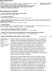Examples of article comments on BMJ. The comments shown are for a research article published in early 2009 [15]. Full names and affiliations are typically given, and commenters indicate conflicts of interest but no login is needed to comment. As with BMC articles, threading is not formally implemented.