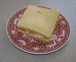 A modest chicken sandwich with freshly made sandwich bread